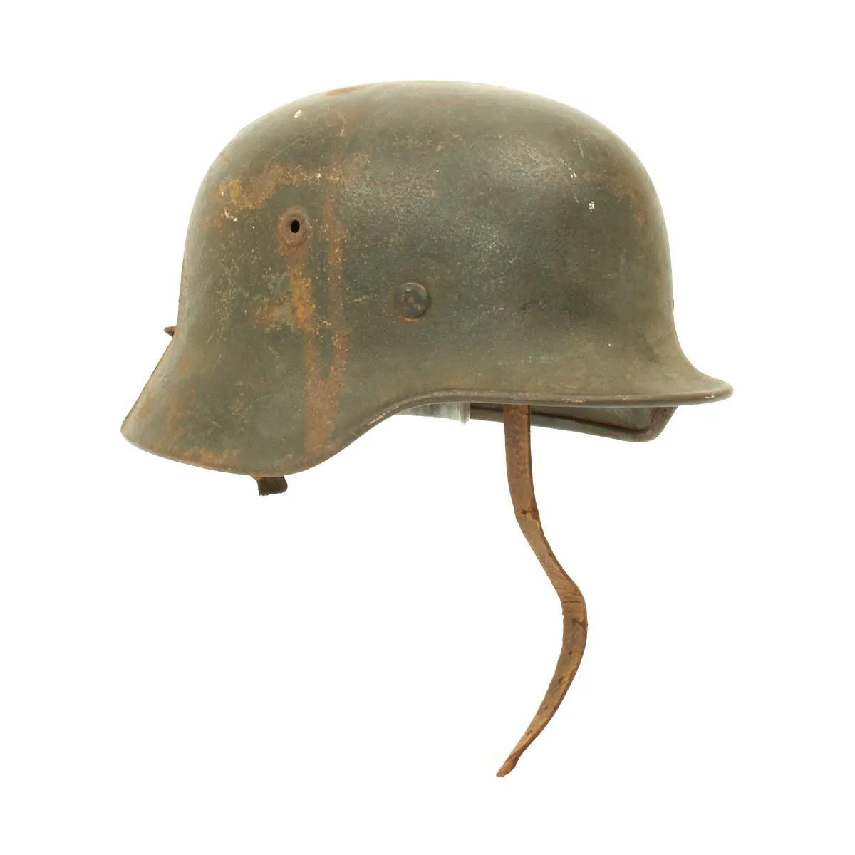 Original German WWII KIA Shot Through M40 Helmet