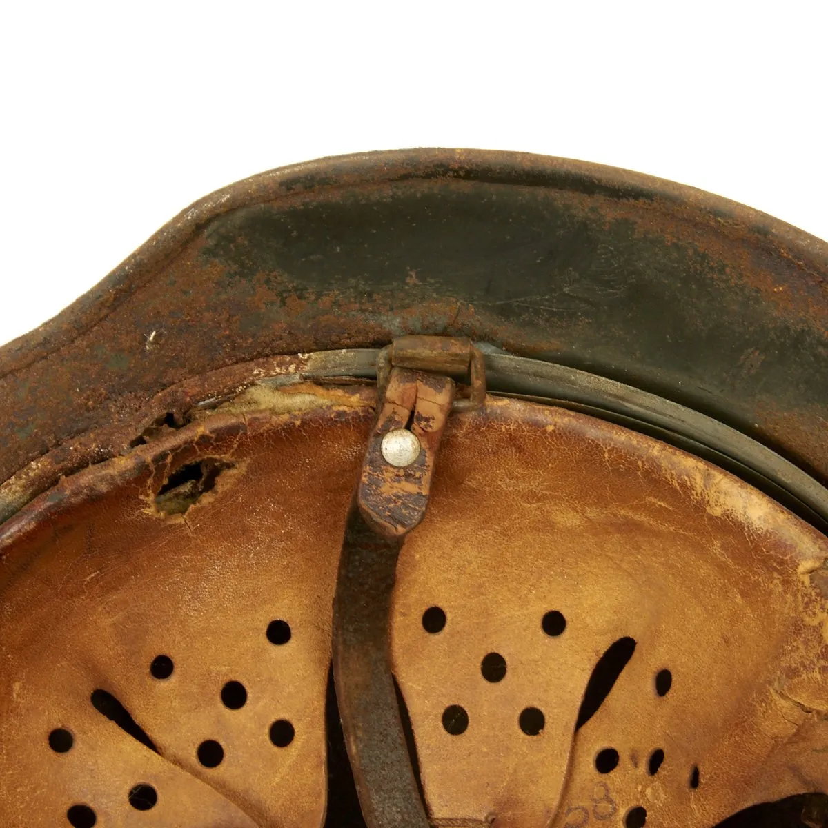 Original German WWII KIA Shot Through M40 Helmet