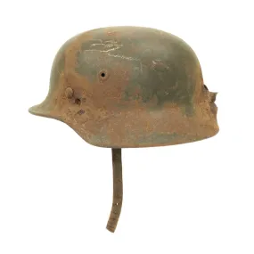 Original German WWII KIA Shot Through M40 Helmet